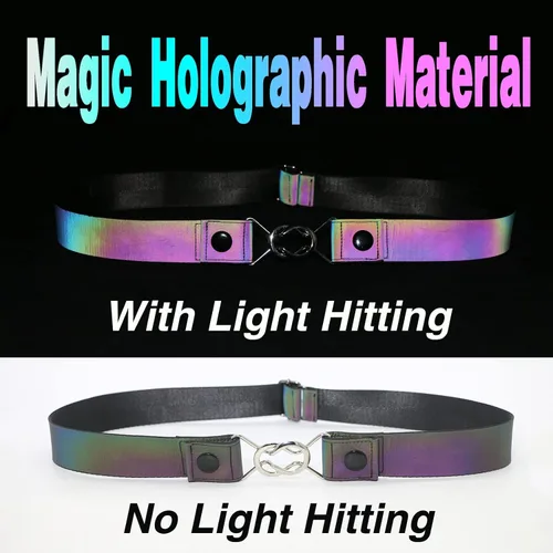Vista 4 de XV Belts For Women With 6 Buckles Replaceable - Holographic Belt Plus Size Snap On Adjustable for Jeans Pants Dresses