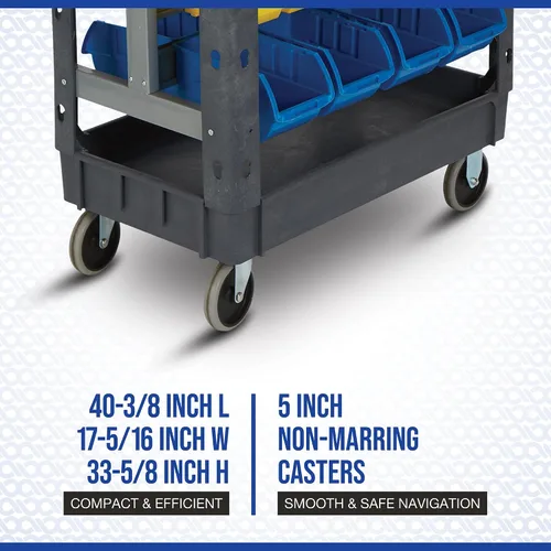 Vista 3 de Strongway Carro de servicio de 500 libras con contenedores, carrito de carga de construcción de espuma estructural sin mantenimiento, resistente a