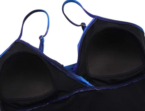 Vista 6 de Hilor Tankini para mujer con volantes fruncidos y cuello en V