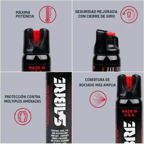 Vista 3 de SABRE - Aerosol de pimienta 3 en 1, tamaño táctico, para policías, tamaño mayor (4.36 onzas)