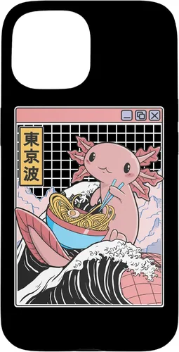 Vista 6 de Axolotl Eating Ramen Kanagawa Wave Kawaii Anime Vaporwave Case for iPhone 17