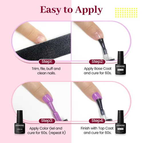 Vista 7 de JODSONE - Kit de esmalte de uñas de gel de 23 piezas, conjunto de esmalte de uñas de gel clásico de moda colorida, 3 botellas de capa base mate