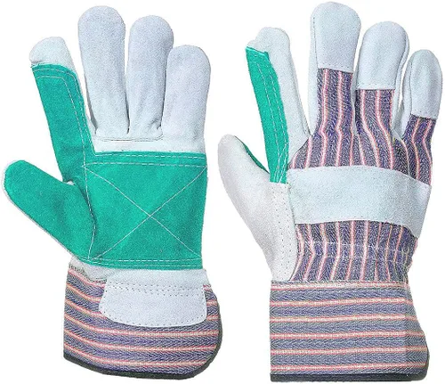 Vista 3 de ATERET Guantes de trabajo de doble palma e índice de alta calidad resistentes con puño de goma