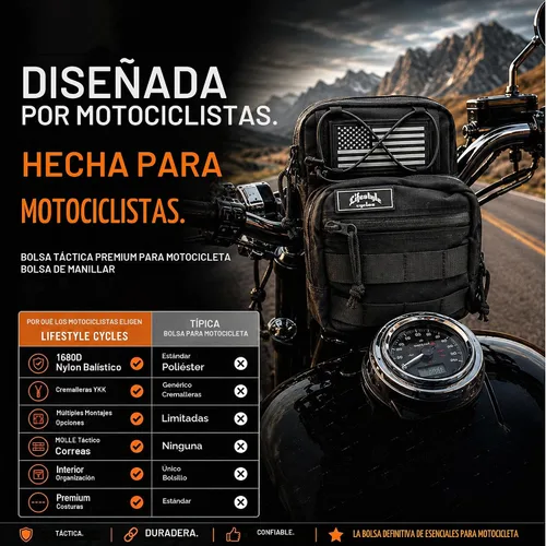 Vista 6 de POWERSPORT RX - Bolsa para manillar de motocicleta, bolsa Harley Molle