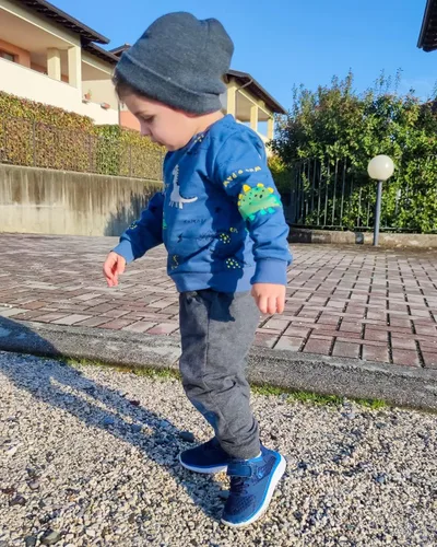 Vista 3 de DISAUR Ropa para niño pequeño, ropa para bebé, otoño e invierno, sudadera con capucha impresa con letras y pantalones largos, Blue2
