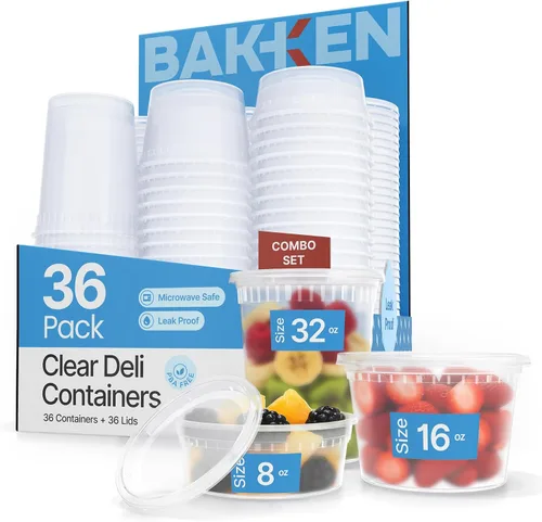 Vista 14 de Recipientes de plástico con tapas de 24 onzas (paquete de 20) – A prueba de fugas, recipientes de almacenamiento de alimentos sin BPA para sopa