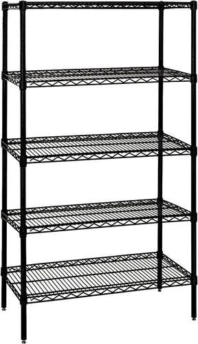 Vista 55 de Quantum Storage Systems WR74-1824BK Kit de inicio para estantería de alambre de 4 niveles de altura de 74 pulgadas, acabado negro, 18 pulgadas