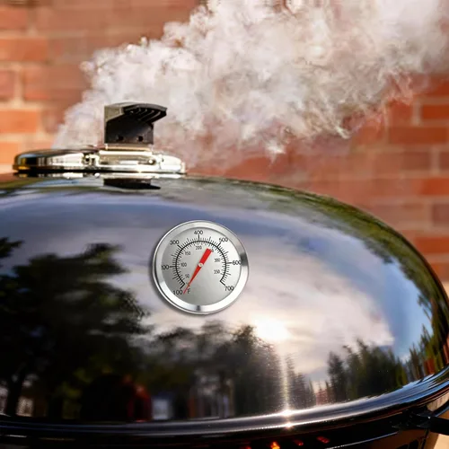 Vista 8 de CloudHand Reemplazo mejorado de 2 pulgadas para parrilla de huevos, termómetro de barbacoa de 100 a 700 °F, ahumador de parrilla de carbón con dial