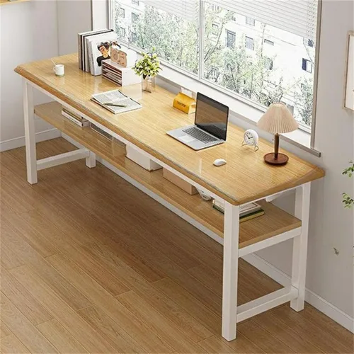 Vista 19 de Escritorio de oficina cuadrado de 15.7 pulgadas de frente a atrás, mesa larga rectangular para sala de estar, escritorio extra largo, estante