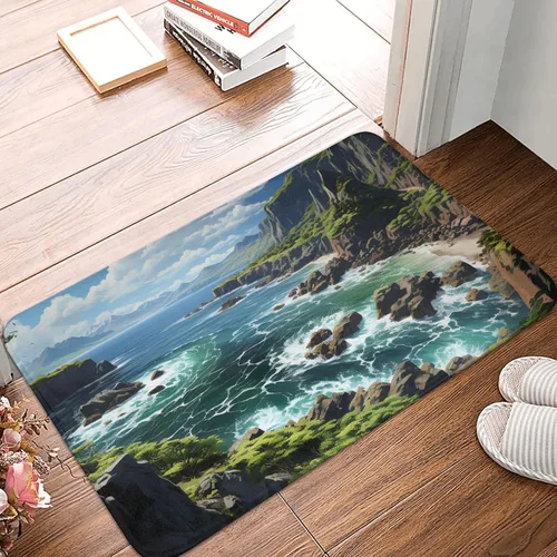 Vista 12 de Tapete para puerta delantera, tapete de bienvenida con estampado floral azul y blanco, absorbente, antideslizante, tapete de entrada suave, alfombra