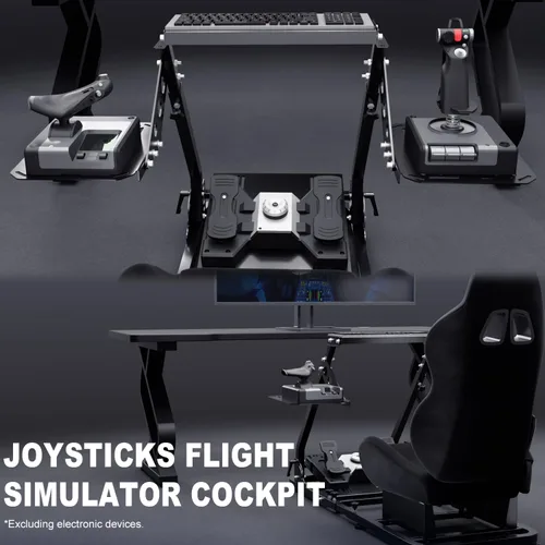 Vista 2 de Marada Flight Simulator Cockpit with Black Seat and Racing Sim Cockpit for Driving and Flight Sim Fit for