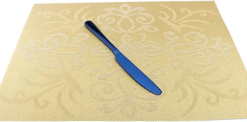 Vista 9 de Vitalt - Juego de 19 cubiertos de acero inoxidable azul pulido con espejo y ecológico, utensilios de vajilla de acero inoxidable, brillante