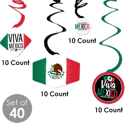 Vista 5 de Big Dot of Happiness Viva México - Decoración para colgar en fiestas del Día de la Independencia mexicana - Remolinos de decoración para fiestas