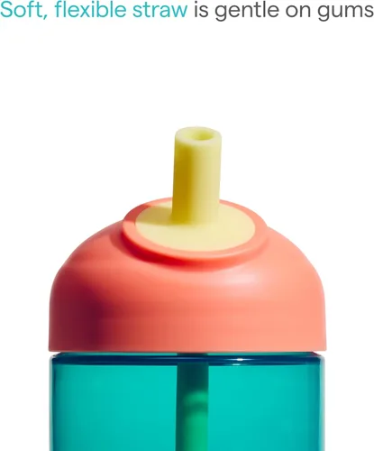 Vista 3 de Munchkin Perfect Angle - Vasos con popote para niños pequeños de 1 a 3 años, a prueba de derrames, con popote suave y ergonómico, sin BPA, 10 onzas