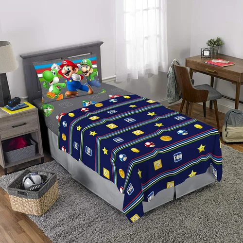 Vista 3 de Super Mario Trifecta Fun - Juego de sábanas de 4 piezas