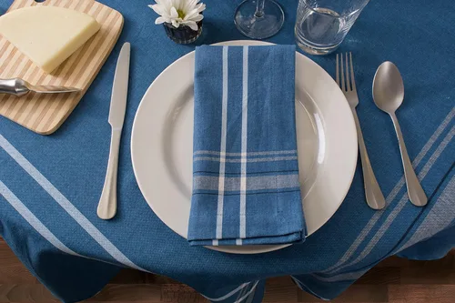 Vista 8 de DII - Servilletas para mesa estilo rústico, colección con rayas estilo francés, 20 x 20 pulgadas, color azul cambray, 6