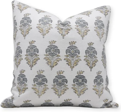 Vista 10 de Fundas de almohada hechas a mano con estampado de bloques de 14 x 14 pulgadas, tela de lona de pato, decoración para sofá, cama, interior, exterior
