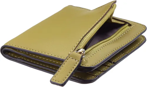 Vista 7 de Gostwo - Cartera compacta de piel genuina de lujo para mujer con bloqueo de RFID y ventana de identificación