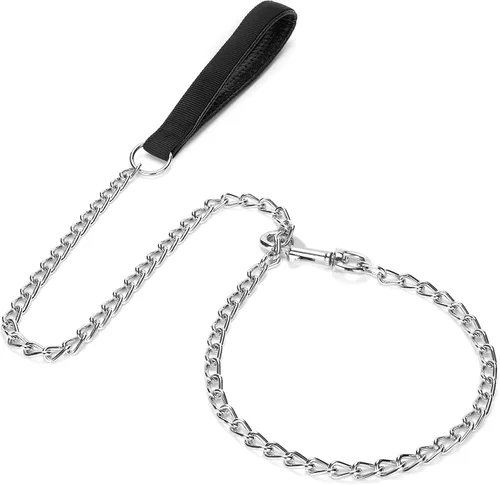 Vista 2 de SGODA - Correa de metal resistente para perro, 4 pies x 0.118 in, color negro