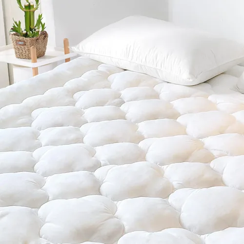 Vista 10 de GRT Cubrecolchón tipo almohada Individual, de rayón con cubierta de bambú, acolchado con relleno alternativo de plumón 3D de 900gsm, colchón