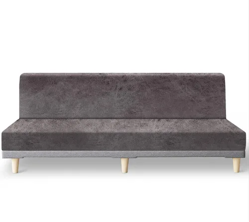 Vista 42 de molasofa - Funda elástica para futón de aspecto de cuero, cubierta para sofá sin brazos, protector de muebles con parte inferior elástica, funda