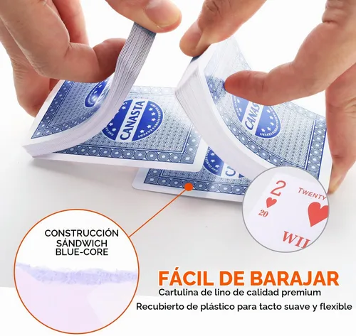 Vista 2 de GSE - Cartas Canasta de 2 barajas con valores de puntos, naipes azules 2 tarjetas azules