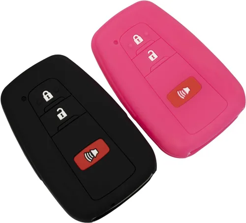 Vista 4 de Funda para llavero para Toyota Corolla Hatchback RAV4 XLE Prius de 3 botones 2019-2022, color rosa negro