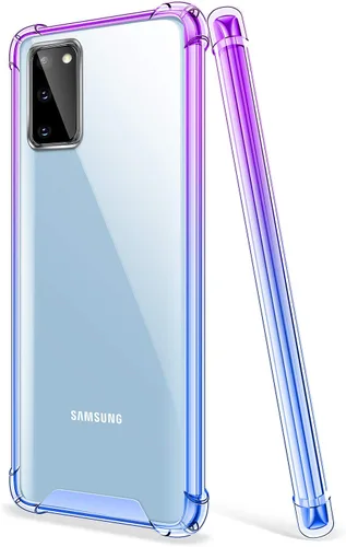 Vista 9 de Funda para Samsung Galaxy S20 - Funda protectora delgada transparente con parachoques de TPU reforzado, a prueba de golpes, color azul y rosa