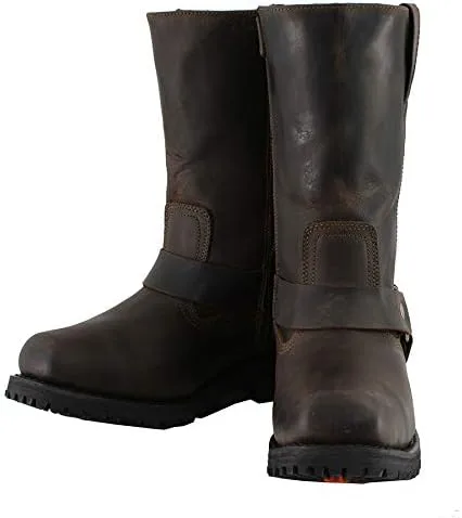 Vista 5 de Milwaukee Leather MBM9062 - Botas clásicas de 11 pulgadas con arnés marrón oscuro con punta cuadrada para hombre, talla 9