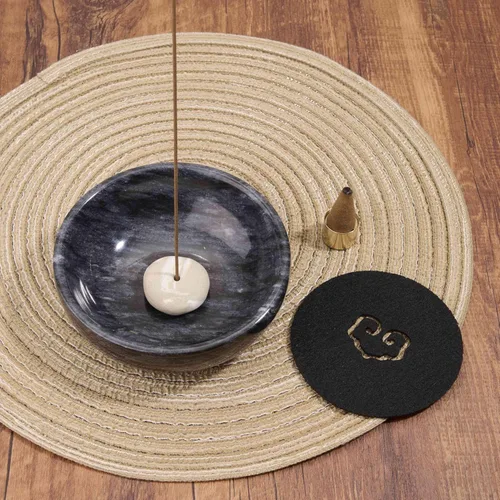 Vista 2 de Cuenco de incienso de mármol con quemador de latón – Quemador de incienso de piedra pulida a mano natural para palos, conos, palo, santo y salvia