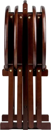 Vista 6 de Ergode Juego de mesa de madera de 5 piezas, elegantes mesas plegables, base duradera con marco en X, práctico soporte vertical, fácil montaje
