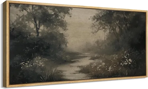 Vista 47 de SIGNFORD Lienzo enmarcado extragrande para pared, diseño de flores silvestres, paisaje, campo escénico con flores florecientes, ilustraciones