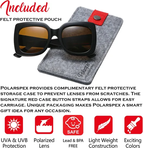 Vista 2 de PolarSpex Gafas de sol polarizadas cuadradas elásticas de gran tamaño para niñas, sin BPA