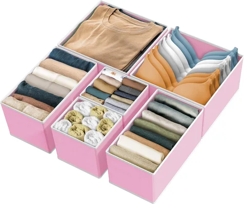 Vista 21 de Simple Houseware Organizador de cajones de ropa interior para lencería, ropa interior, brasier, bragas, calcetín, mameluco, juego de 6, gris