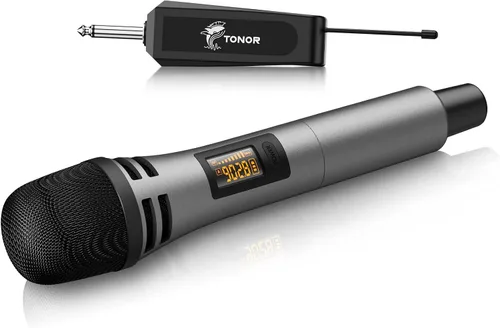 Vista 11 de TONOR Micrófonos Inalámbricos, Sistema de Micrófono UHF Dual para Karaoke, Microfonos Inalámbricos con Receptor Recargable, Micrófono Dinámico
