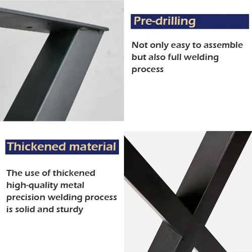 Vista 6 de Juego de 4 patas de metal para mesa de comedor de 28 pulgadas, patas de escritorio con marco en X de acero resistente con patas ajustables