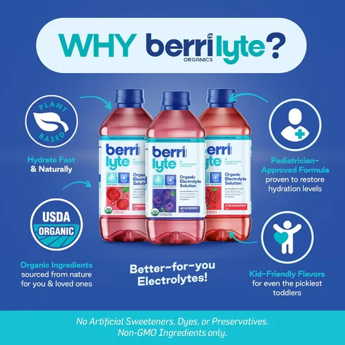 Vista 9 de Berri Lyte - Bebida orgánica con electrolitos, 2 unidades, sabor a bayas