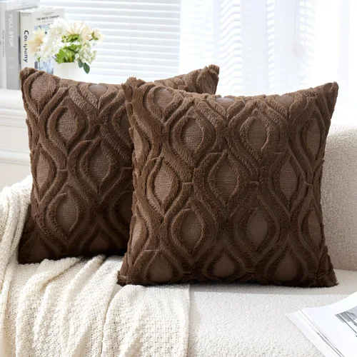 Vista 9 de MIULEE - Juego de 2 fundas de almohada de lana sintética suave y afelpada, fundas decorativas de estilo bohemio para sofá, sala de estar, cama, 16 x
