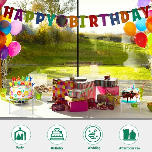Vista 5 de 3 soportes acrílicos para tartas, soporte redondo reutilizable para cupcakes de postre, pastel, pizza, soporte de exhibición, plato de servir