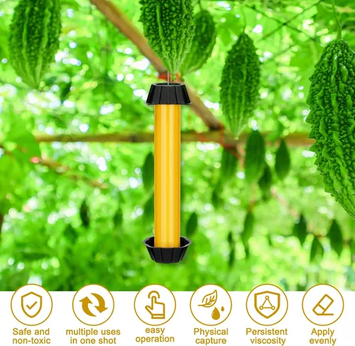 Vista 3 de Qualirey Trampas para moscas para colgar en interiores y exteriores, trampa para moscas de fruta, mosquitos pegajosos para insectos domésticos, 10 x