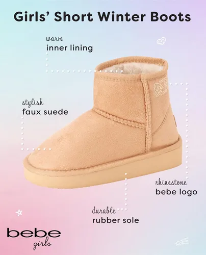 Vista 2 de bebe Botas de invierno para niñas, botines de piel de oveja sintética, botas cortas con plataforma para niñas, botas de moda mullidas (11-4)