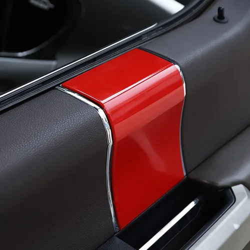 Vista 4 de JeCar 4 piezas de cubierta de panel de manija interior roja para Ford F150 2015-2020 accesorios interiores