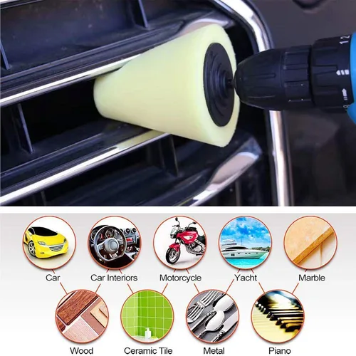 Vista 6 de Kit de pulidores y pulidores de automóvil para taladro, 14 piezas de rueda de pulido de taladro de bolas de espuma, bolas de esponja para ruedas