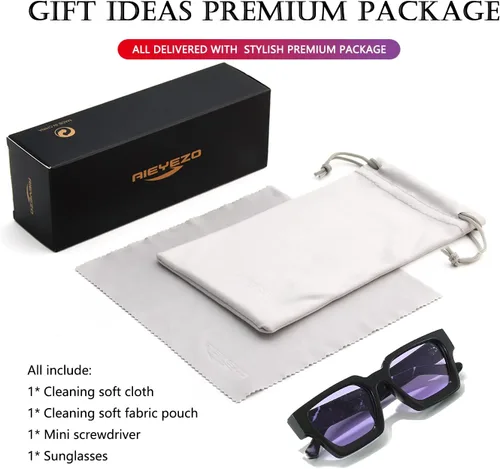 Vista 71 de AIEYEZO Gafas de sol cuadradas para mujeres y hombres, gafas de sol cuadradas con montura gruesa, estilo de diseñador simple