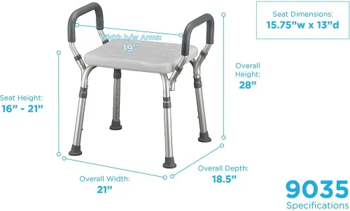 Vista 2 de NOVA Medical Products Asiento de baño y ducha con brazos, color blanco