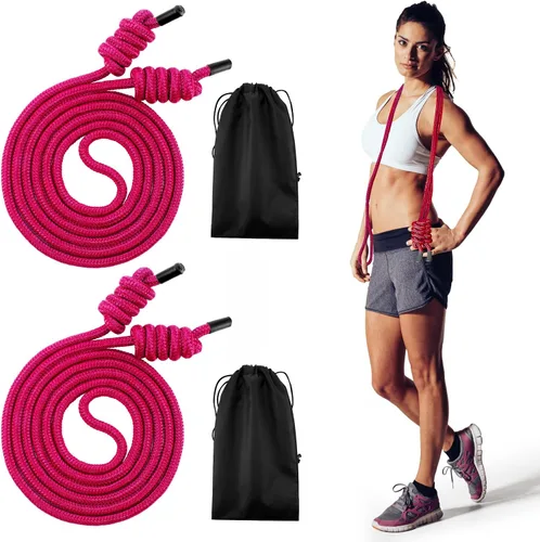 Vista 8 de Lewtemi 2 Pcs Flow Rope for Fitness Double Woven Workout Rope Adjustable Length Flow Jump for Working out Men Women Training Exercise Gym Indoor