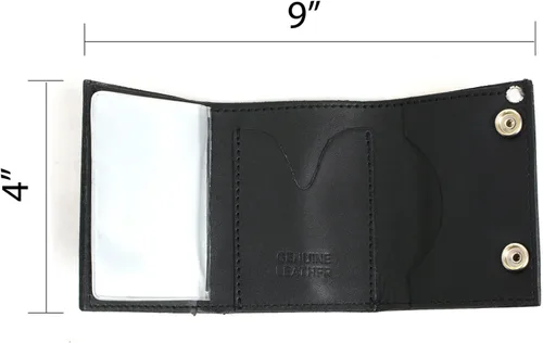 Vista 4 de Milwaukee Leather Billetera de cuero genuino para hombre con cadena de acero inoxidable antirrobo