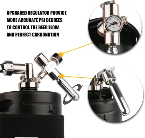 Vista 5 de TMCRAFT Sistema de grifo Growler de 64 onzas, mini barril de acero inoxidable presurizado con chaqueta enfriadora, sistema dispensador portátil