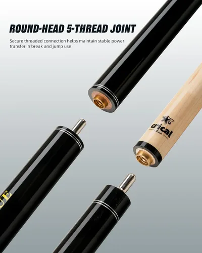 Vista 7 de CRICAL Heavy Hitter Jump Break Cue, 3-Piece 54.3-Inch Maple Break and Jump Stick with 13.5mm Bakelite Tip, 19–20oz Weight, Wrapless Handle