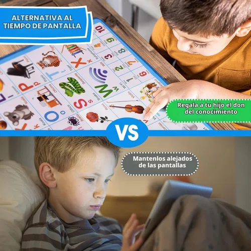 Vista 3 de Gufino Tabla de pared del alfabeto - Juguetes bilingües con botones táctiles interactivos para aprendizaje independiente y guiado - Ideal